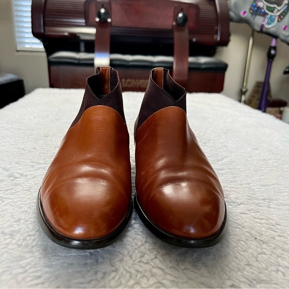 Plaza Handmade 2 Tone Leather/Elastic Fabric Slide On Chukka Boots Size 9.4 M main image 4
